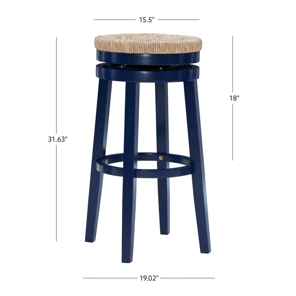 Navy Blue Wood Swivel Barstool P8245