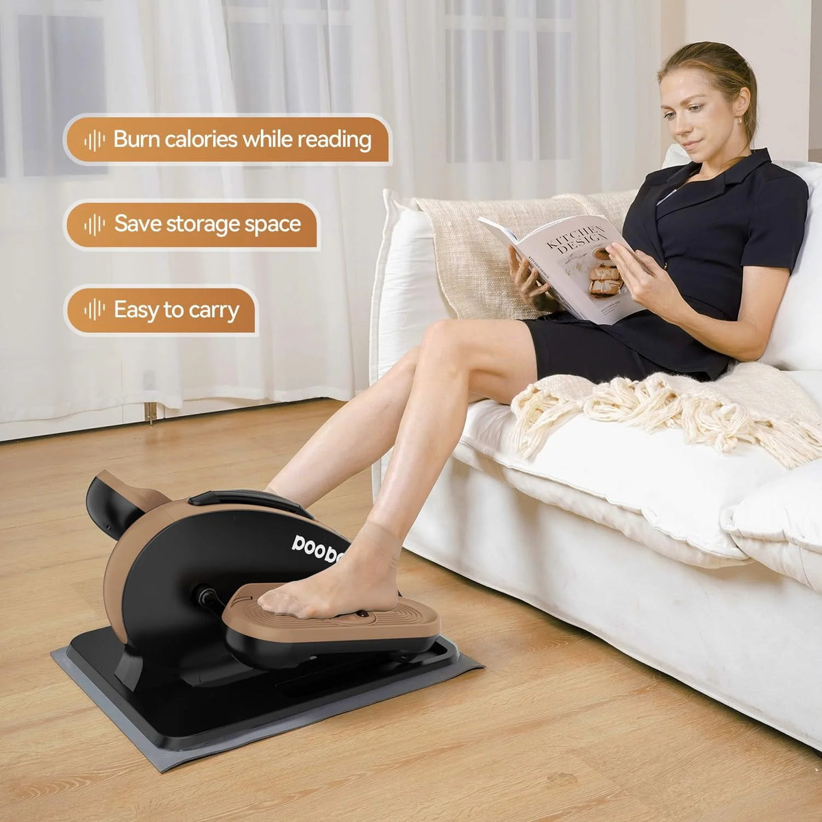Under Desk Magnetic Elliptical Machine with Foot Massage M28453