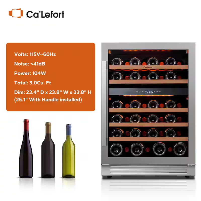 Built-In 46-Bottles Dual Zone Stainless Steel Wine Cooler E279959