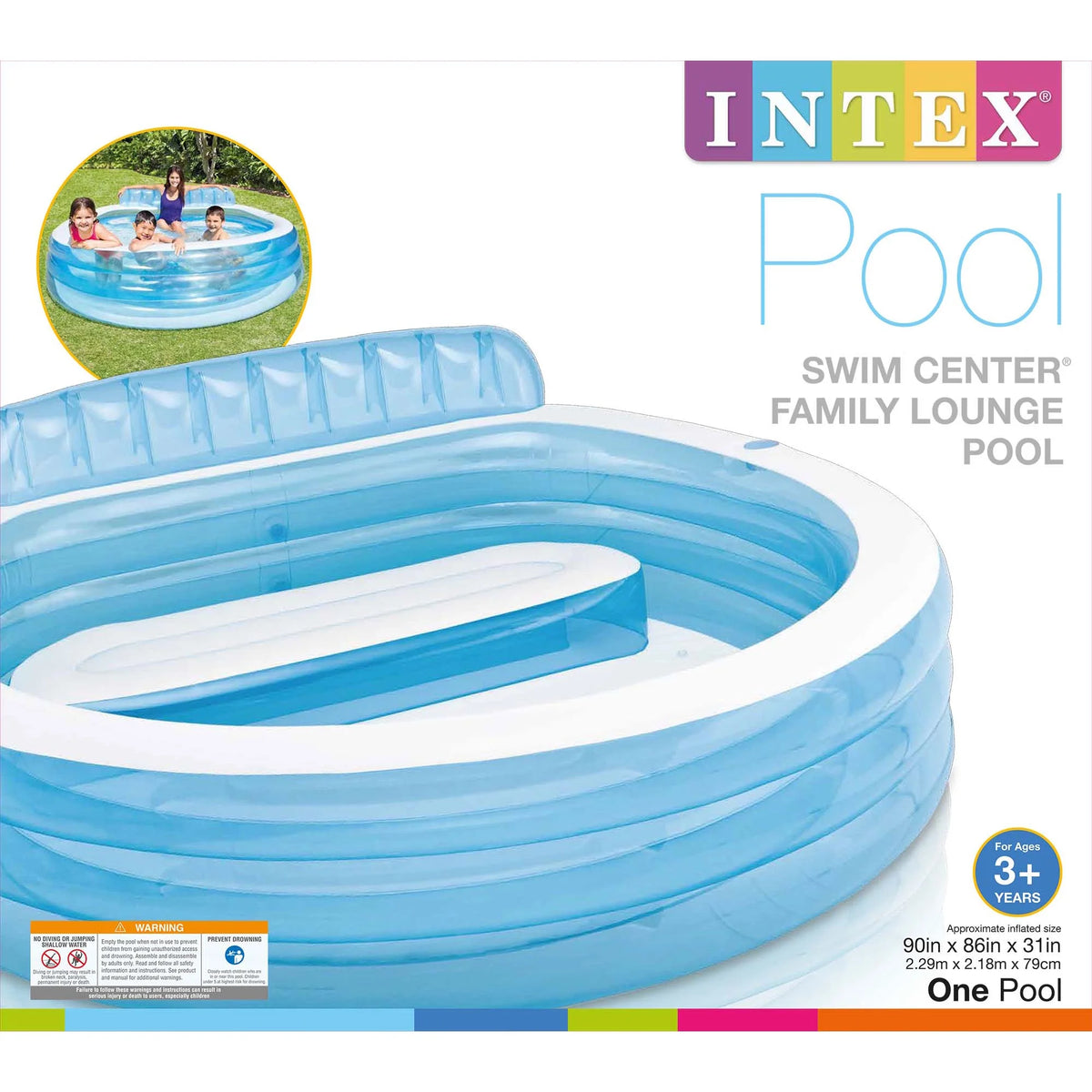 Round Inflatable Above Ground Pool with Seat and Backrest K76942