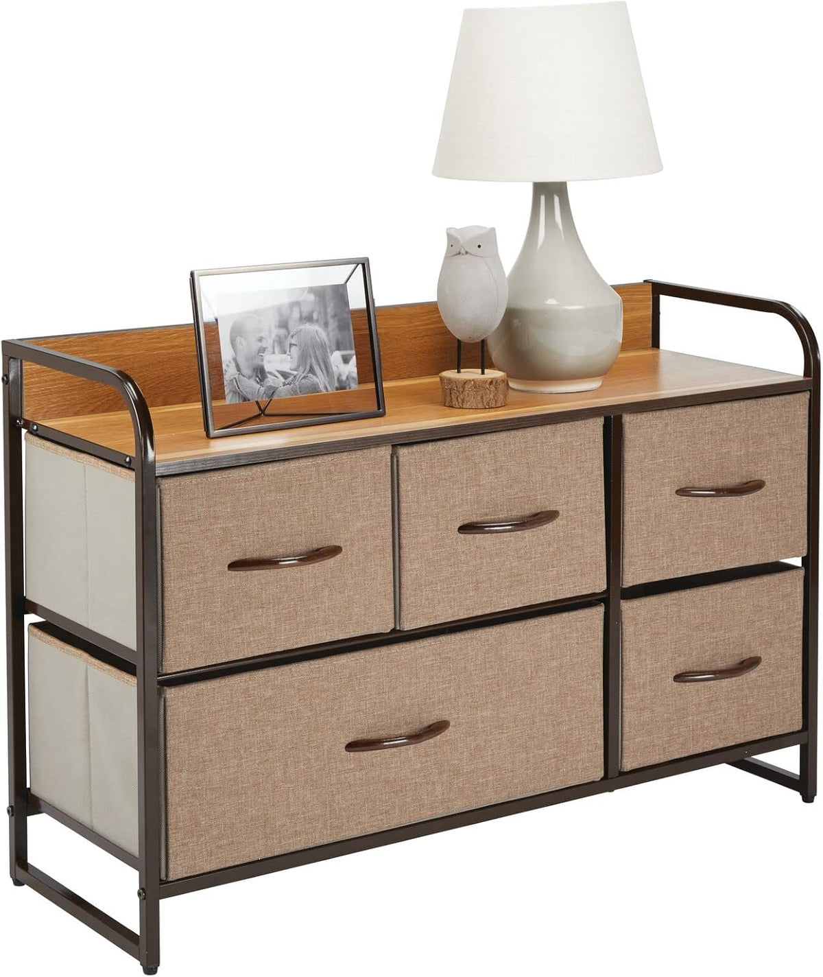 5 Removable Fabric Drawers Coffee Espresso Brown Storage Dresser L633