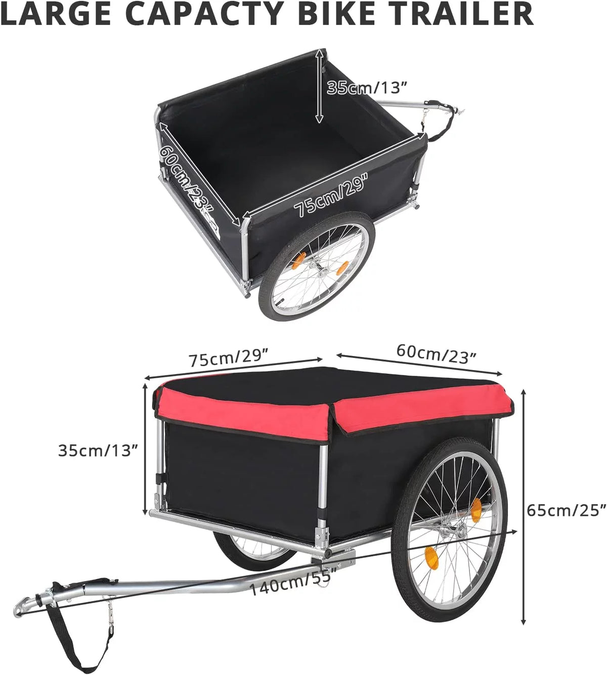 Foldable Bike Cargo Trailer with 20" Wheel & Waterproof Cover Y59059