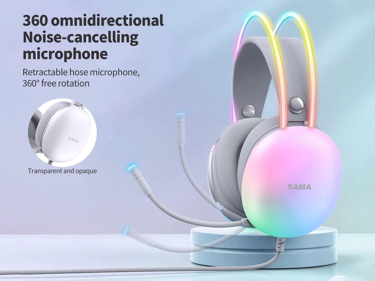 White Wired Gaming Headphone with 7.1 Surround Sound E919