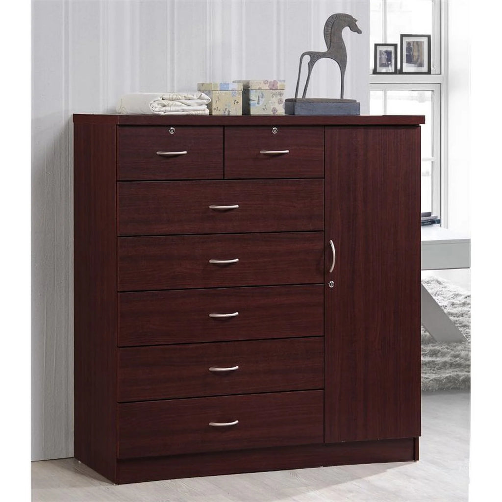 2 Piece Bedroom Set with Captain Bed and Chest in Mahogany Wood W419