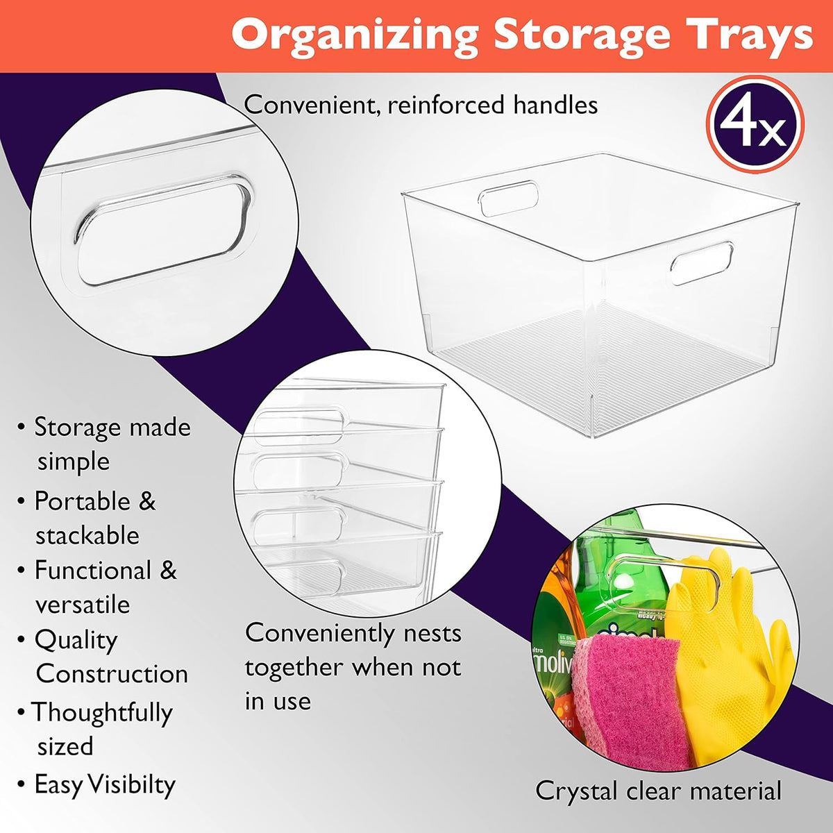 XL Plastic Storage Bins (4 Pack) G7357