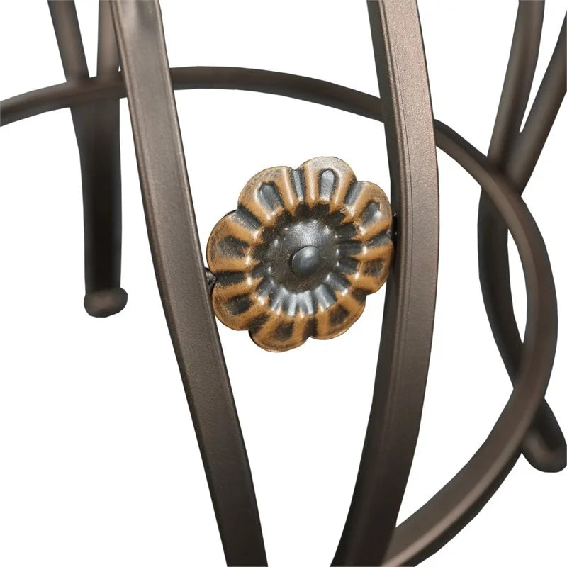 30" Metal Stamped Back Bar Stool with Swivel and Arms, Rich Bronze with Warm Rust Faux Leather S385