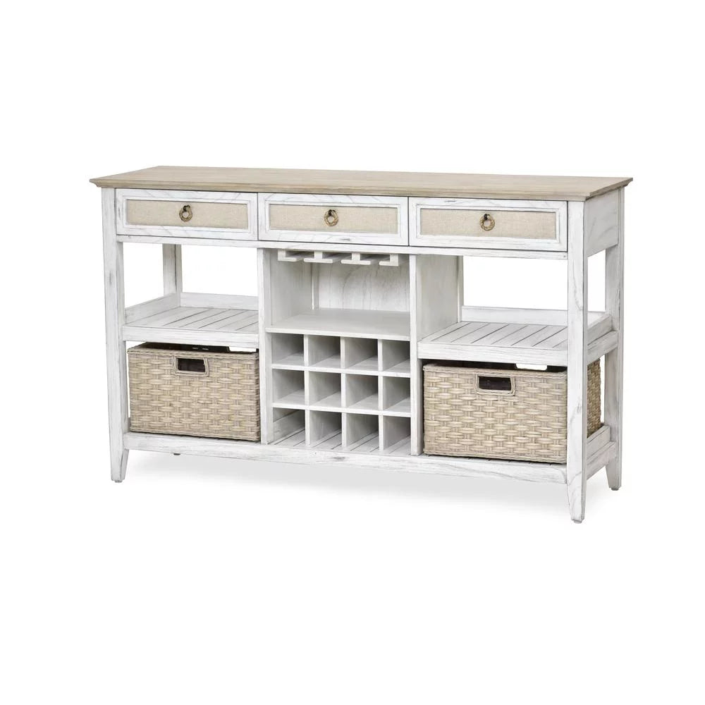 White Light Brown Wood Sideboard with Baskets X20660