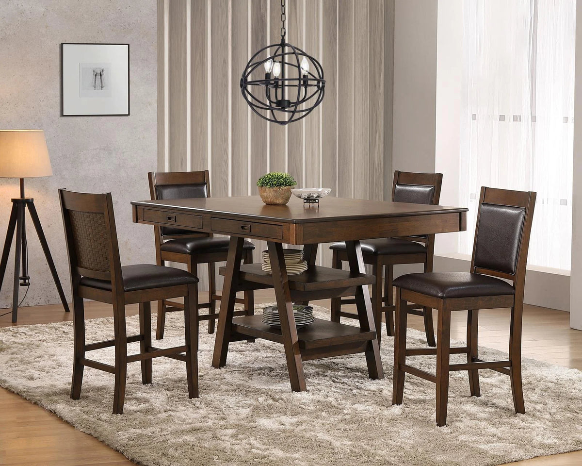 5-piece Rectangular Dining Set Brown and Walnut S13373