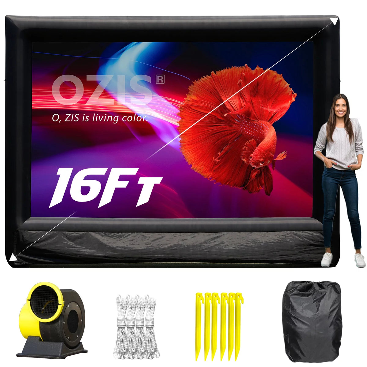 16Ft Inflatable Projector Movie Screen with Blower R4877