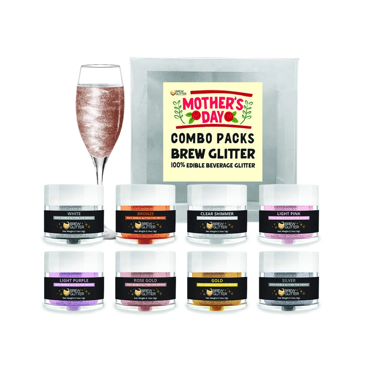 Edible Glitter Assortment 4G 8X Jars R3993