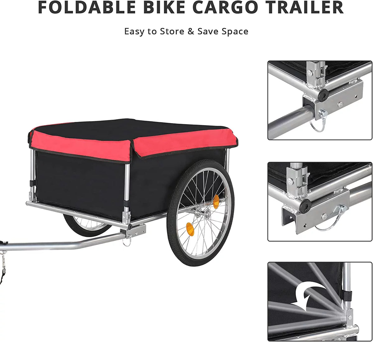Foldable Bike Cargo Trailer with 20" Wheel & Waterproof Cover Y59059