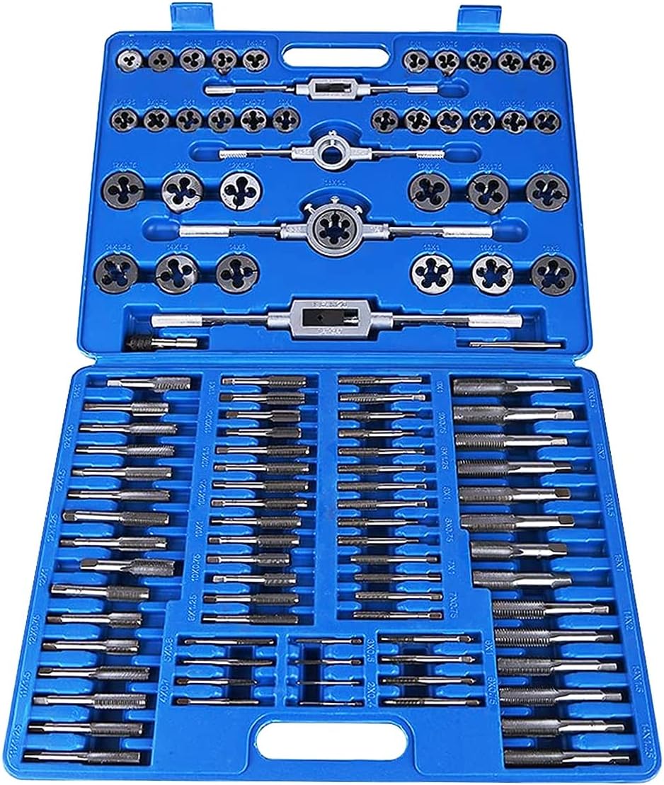 110PCS Hardened Alloy Steel Metric Tap and Die Rethreading Tool Set with Storage Case F5485