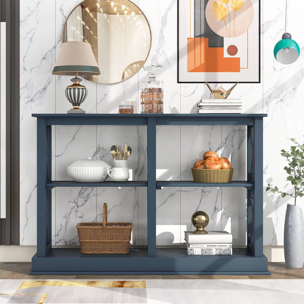 Navy Blue 3-Tier Console Table Y60919