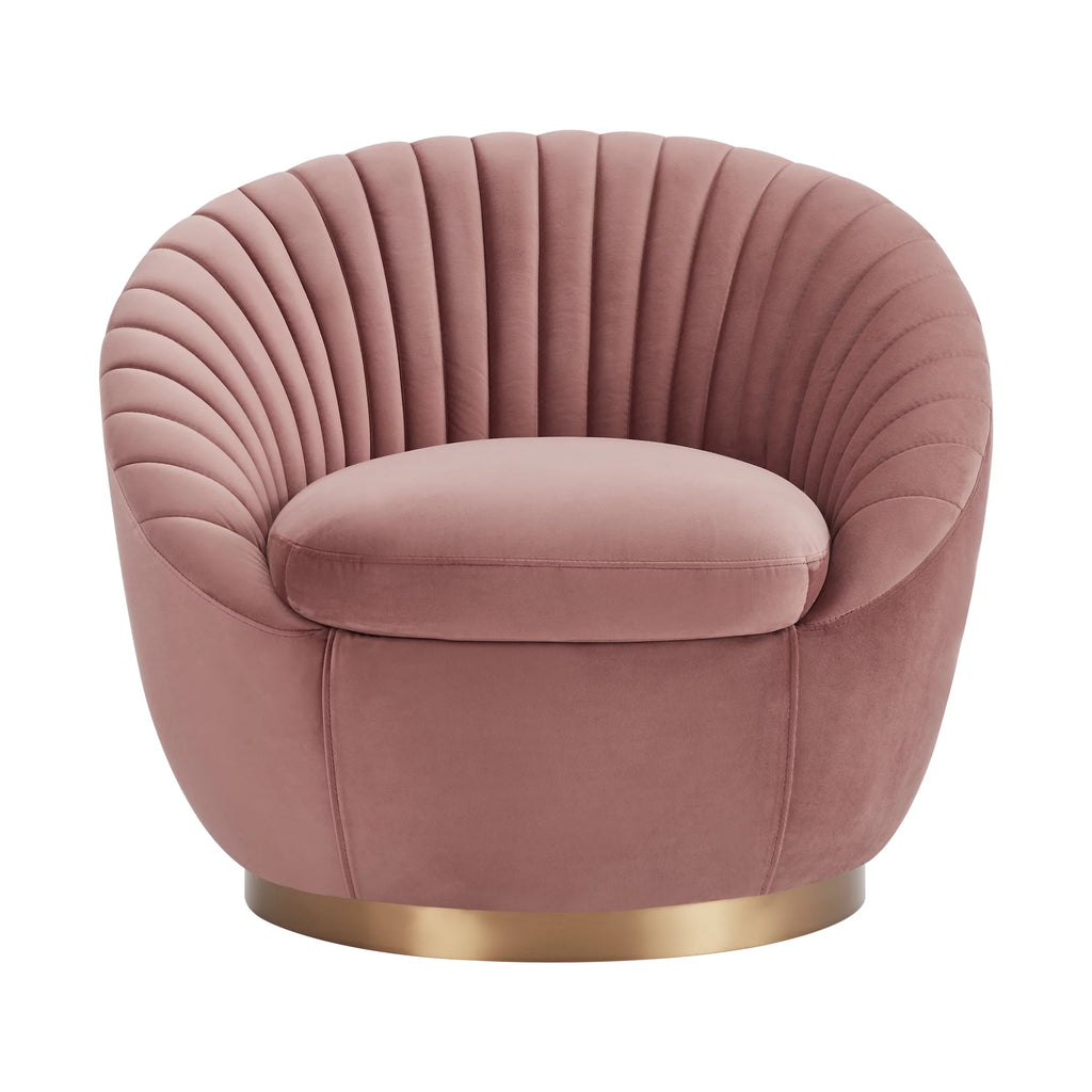 Pink Velvet Swivel Accent Chair Y907947