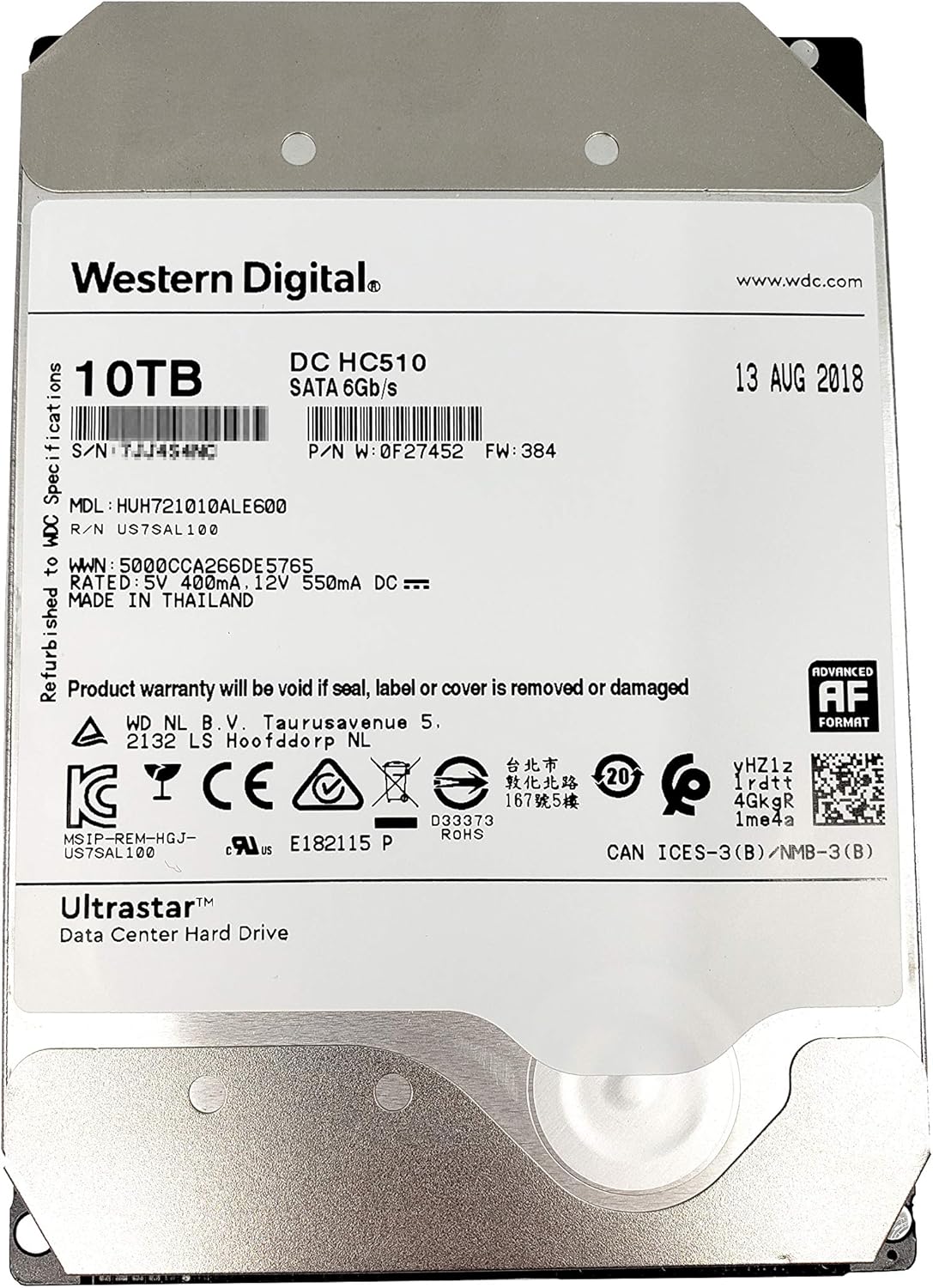 10TB 7200 RPM SATA 6.0Gb/s 3.5in Internal Hard Drive E6181