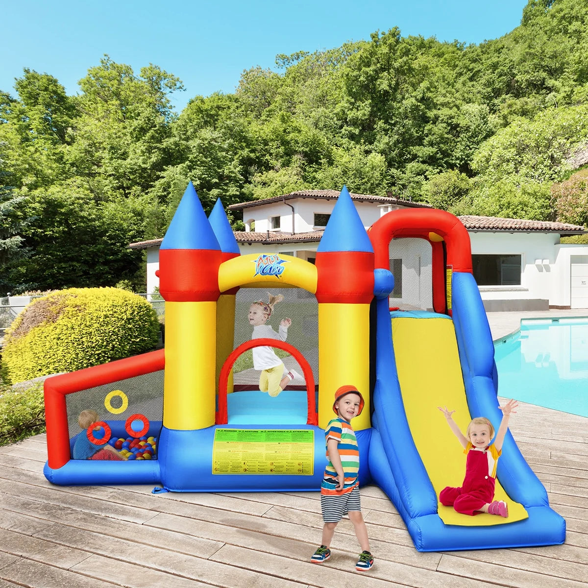 Inflatable Bounce House Slide Bouncer Kids Castle Jumper with Balls & 780W Blower S449