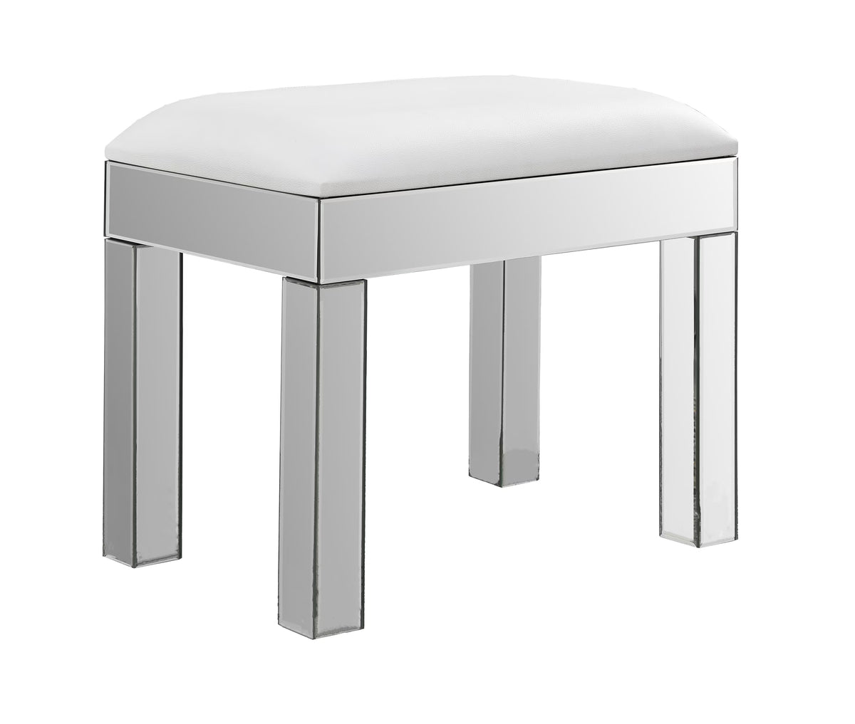 White Upholstered Vanity Stool B79216