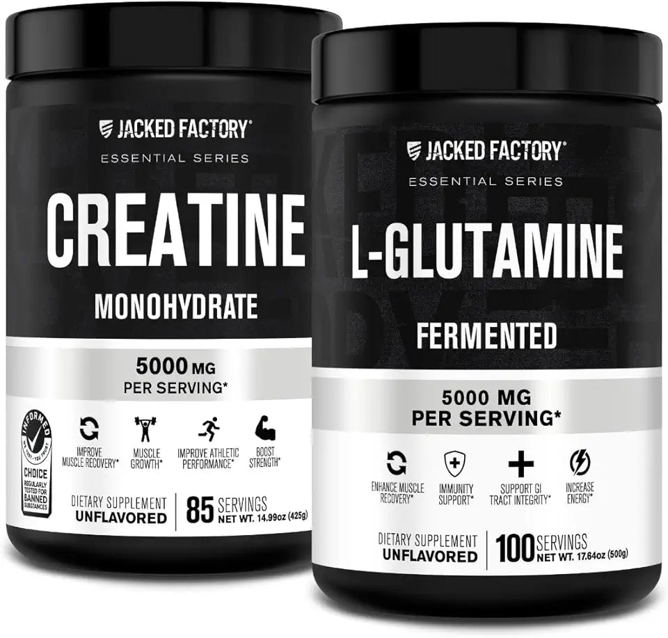 Creatine Monohydrate Powder 425g & L-Glutamine Supplement 500g Unflavored Q346