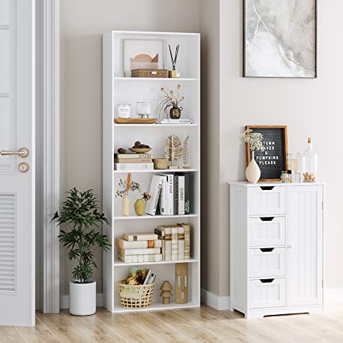 6-Tier Dark Gray Freestanding Bookcase and Bookshelf Z828