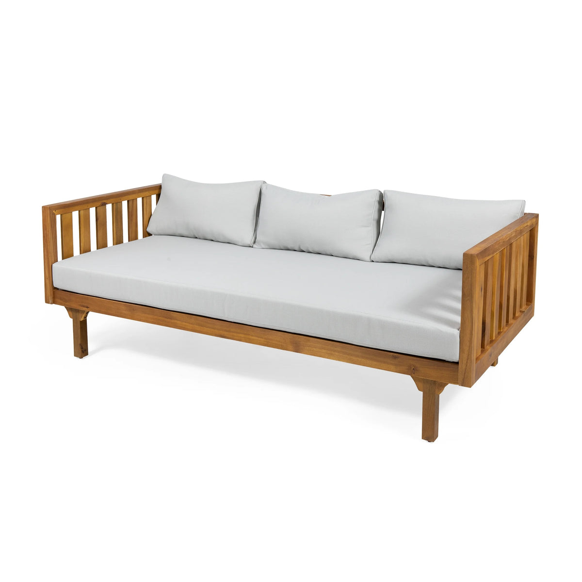 Acacia Wood 3-seat Daybed with Green Cushion U149004