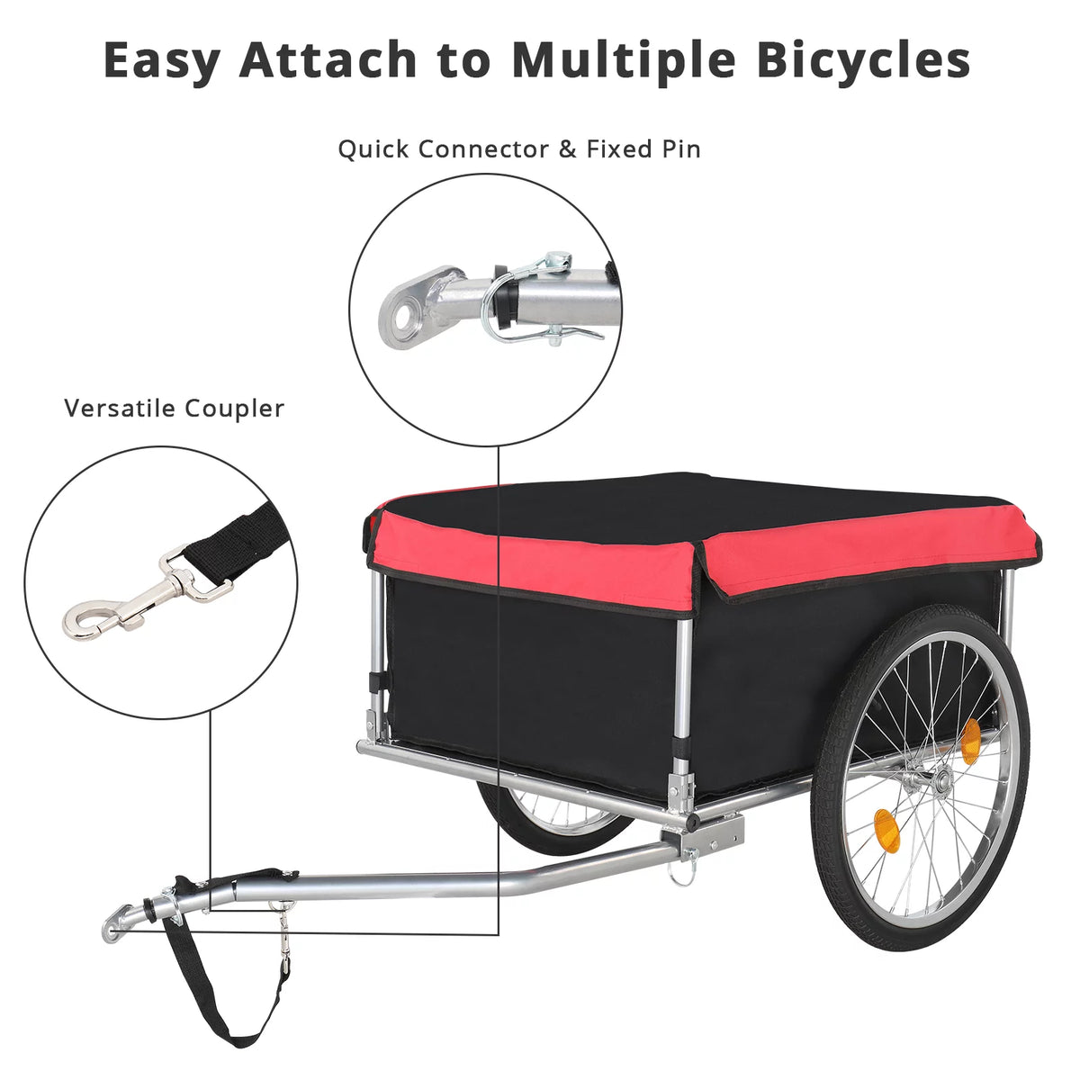 Foldable Bike Cargo Trailer with 20" Wheel & Waterproof Cover Y59059