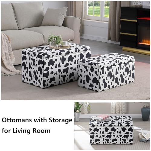 Beige Storage Ottoman Bench Set of 2 Z8452