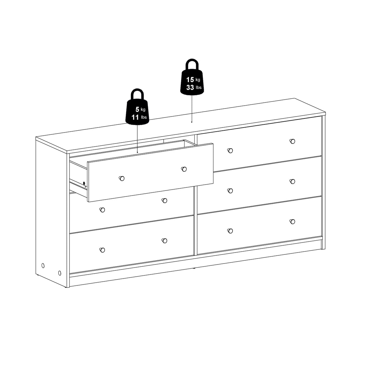 6 Drawer Double Dresser Y124