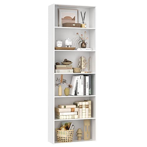 6-Tier Dark Gray Freestanding Bookcase and Bookshelf Z828