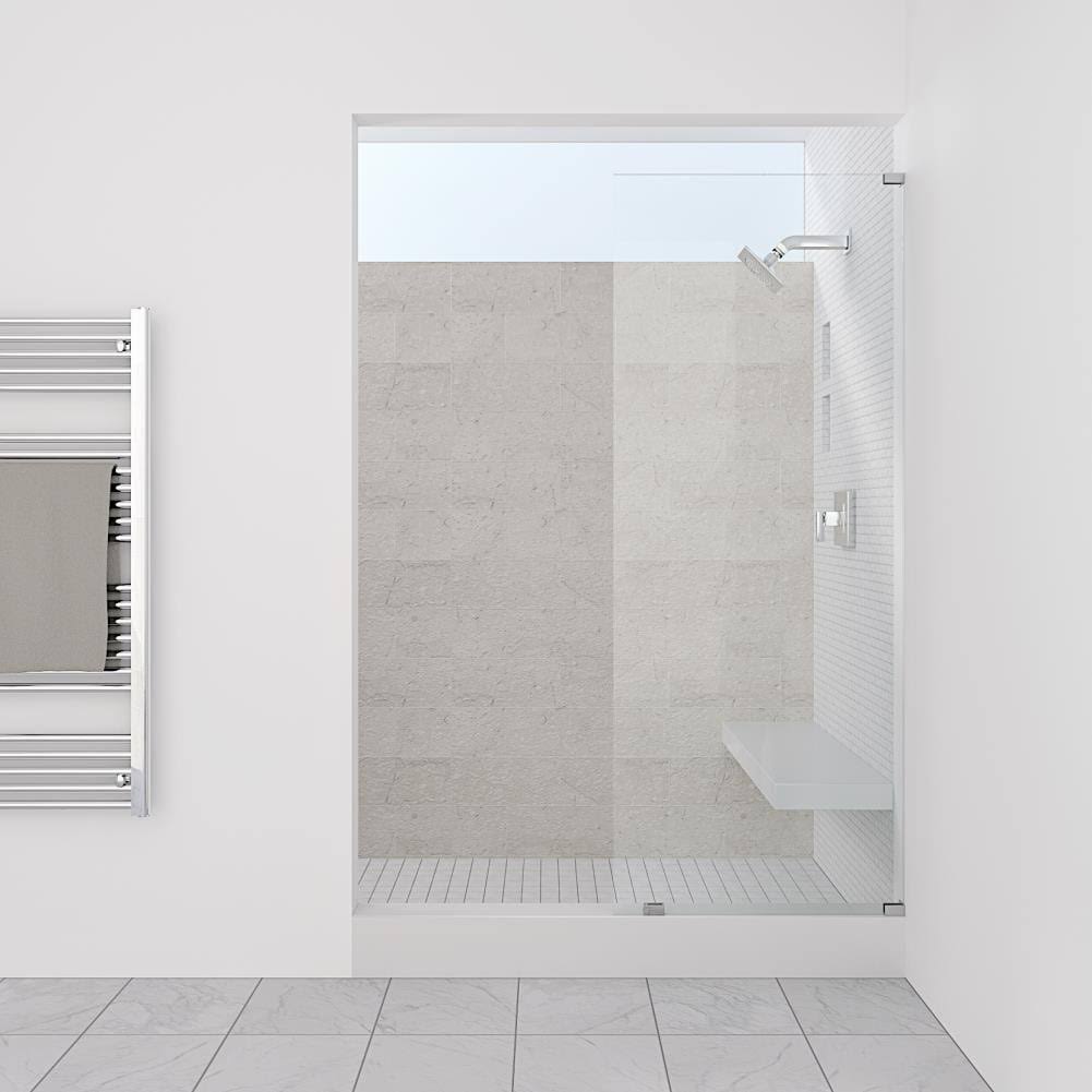 Matte Black Frameless Fixed Glass Shower Panel L628910