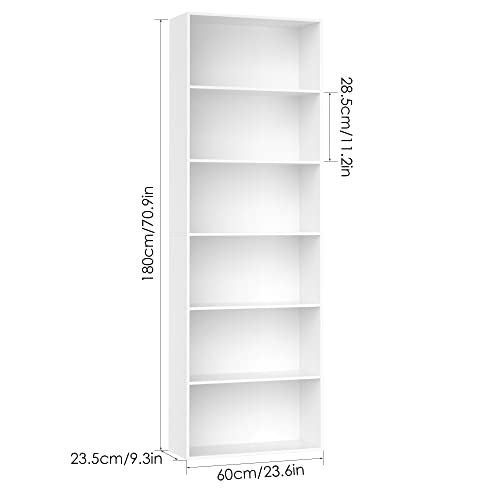6-Tier Dark Gray Freestanding Bookcase and Bookshelf Z828