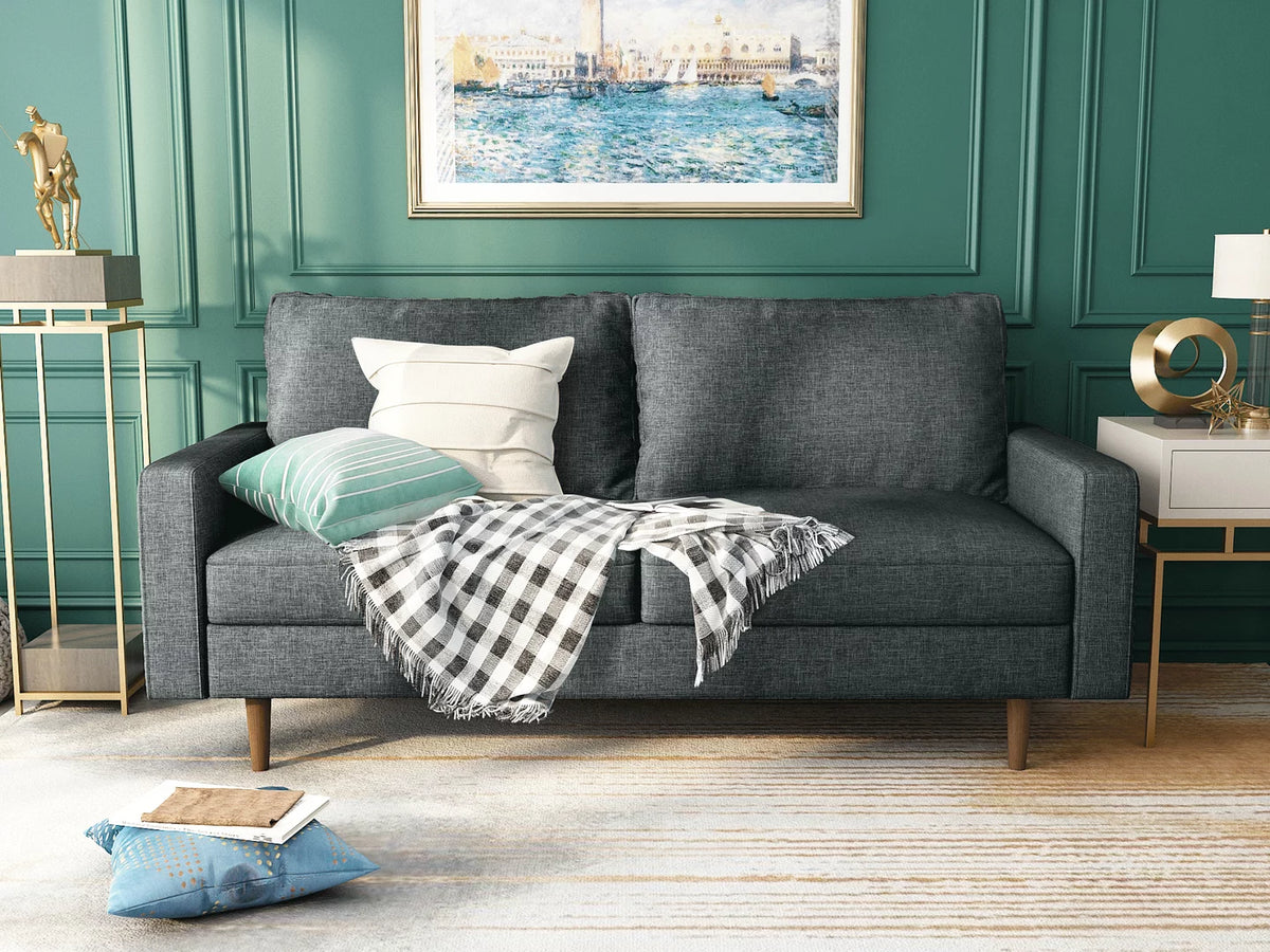 Linen Modern Sectional Sofa Sleeper Dark Gray L355