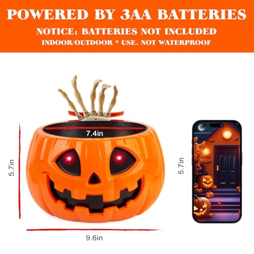 Motion Activated Pumpkin Candy Bowl with Creepy Sound K596