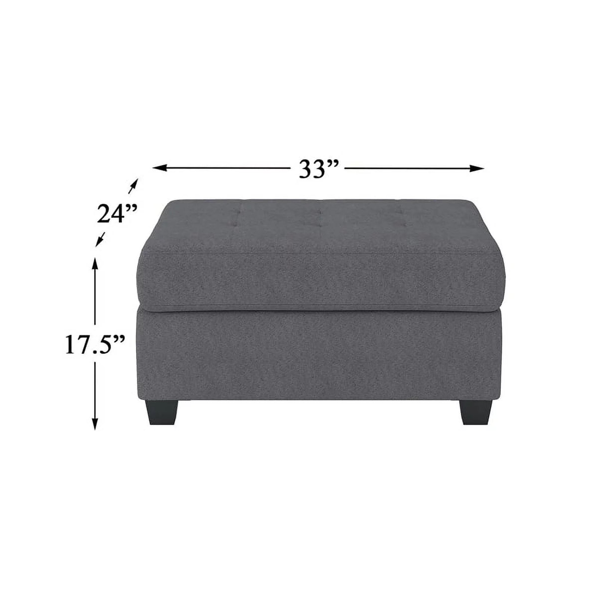 Dark Grey Upholstered Storage Ottoman P576
