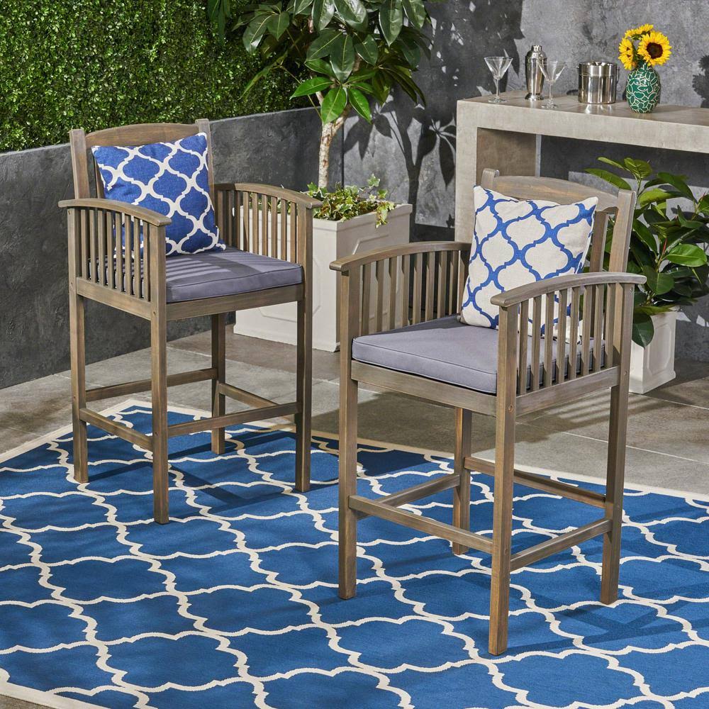 Gray Acacia Outdoor Barstools Set of 2 O6728
