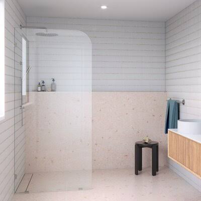 36” W x 78” H Frameless Fixed Glass Panel Brushed Nickel K7227