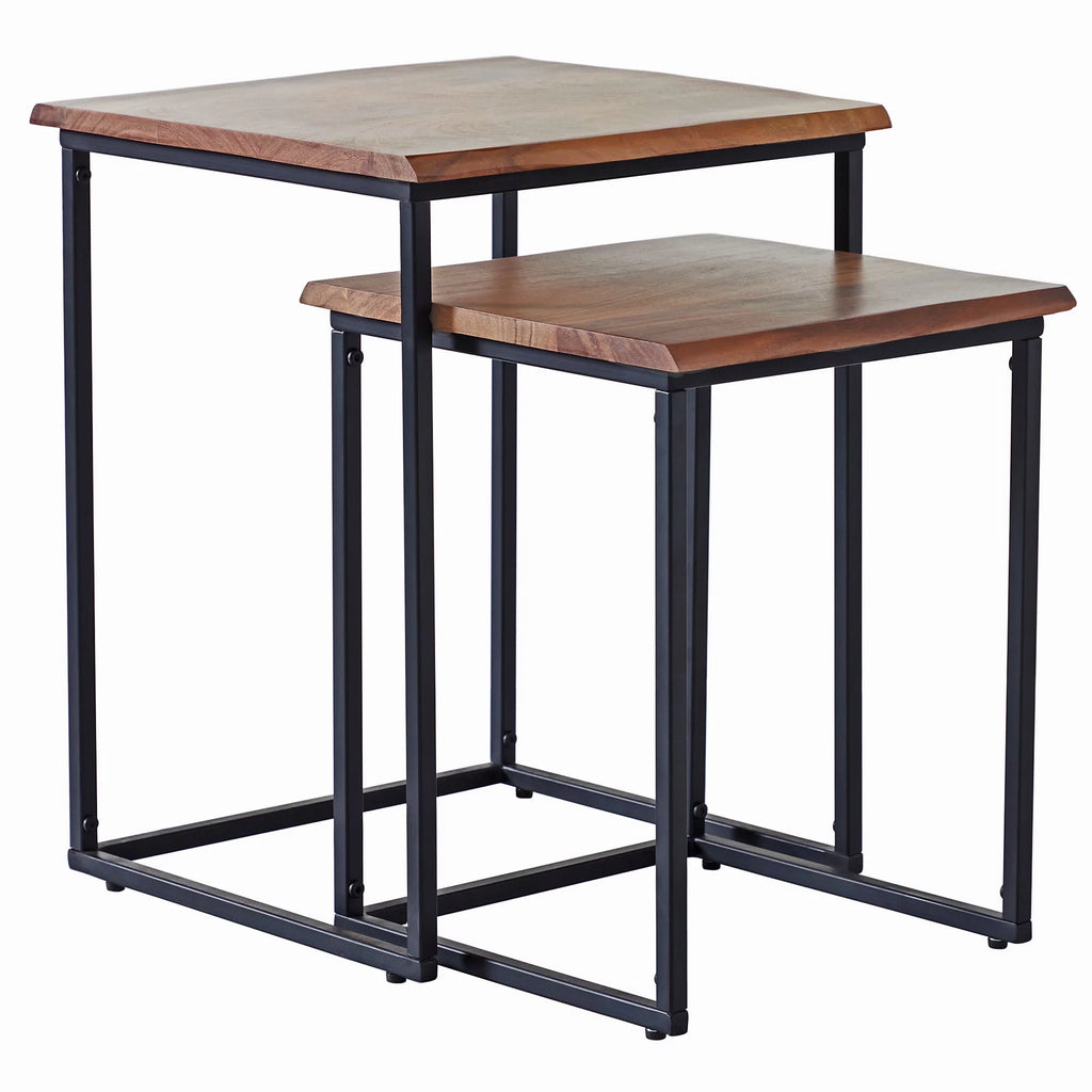 Brown and Black Wood Nesting End Table 2-Piece Set X40440