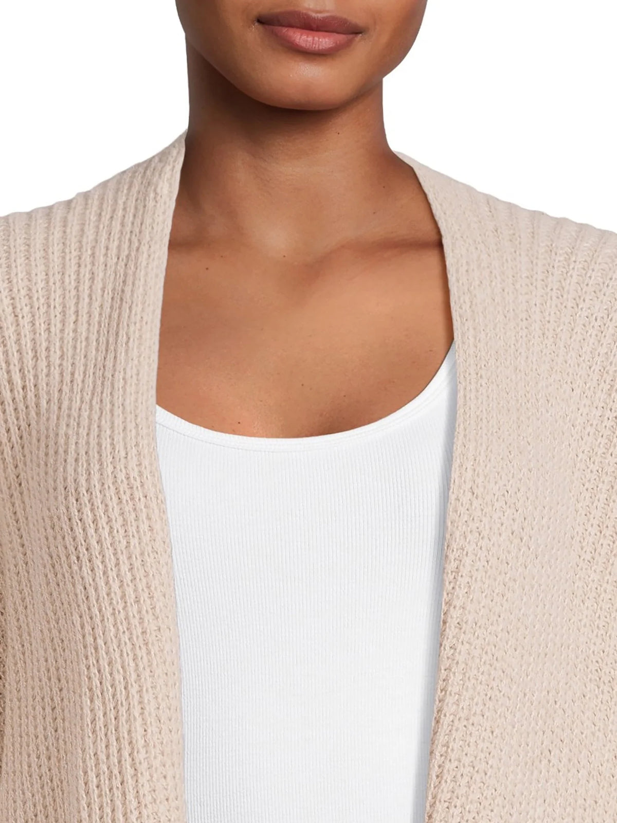 Ribbed Sweater Cape with Pockets C7553