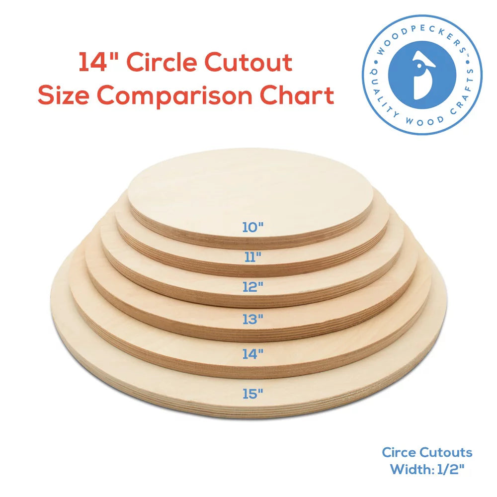 14 inch Unfinished Birch Wood Circles Pack of 10 L6545