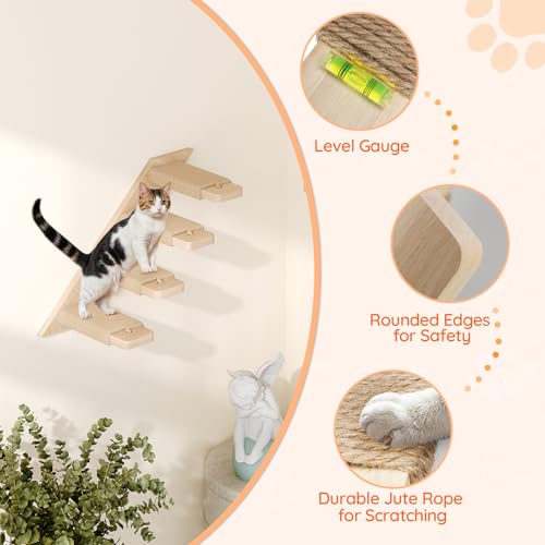 Wood Wall Mounted Cat Wall Shelves Set of 2 K328054