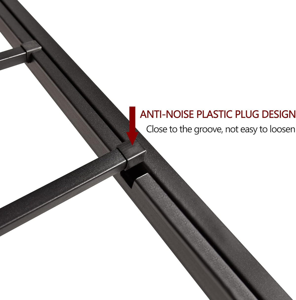 Black Metal Canopy Bed Frame Queen Size with Headboard and Footboard V10707