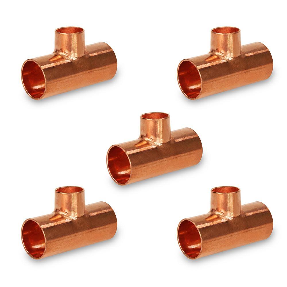1-1/2 in. x 3/4 in. x 3/4 in. Copper Reducing Tee Fitting 5-Pack Y161