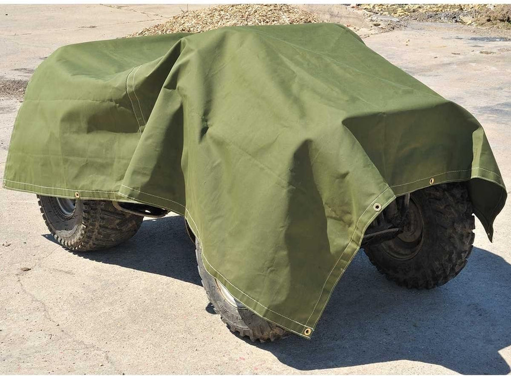 Canvas Tarp 6'x8' with Rustproof Grommets, 10oz Heavy Duty Tarpaulin Cover, Finished Size 6 x 8 Feet Pack of 2 G19606