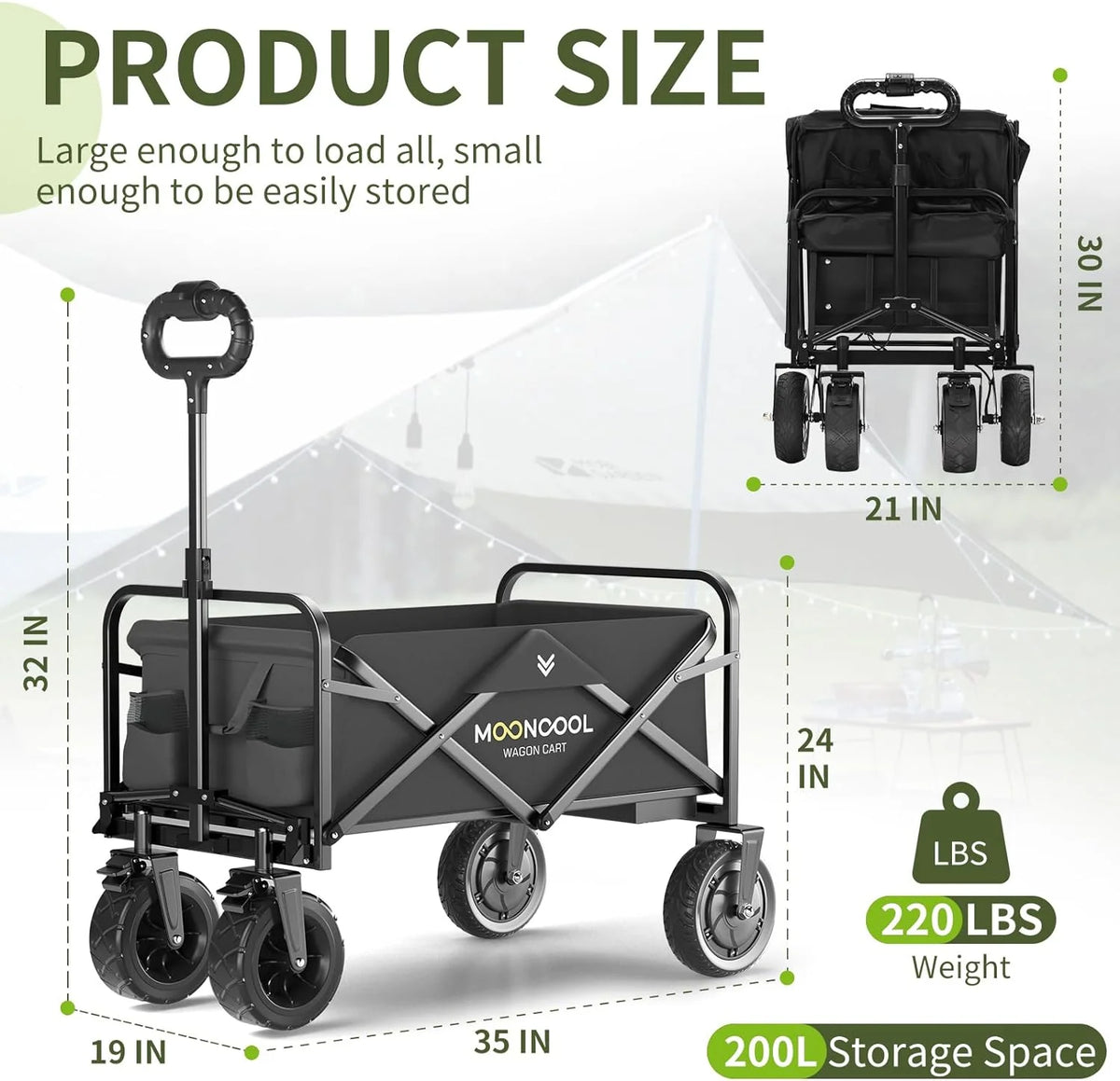 Collapsible Electric Utility Wagon with 8" All-Terrain Wheel F3123