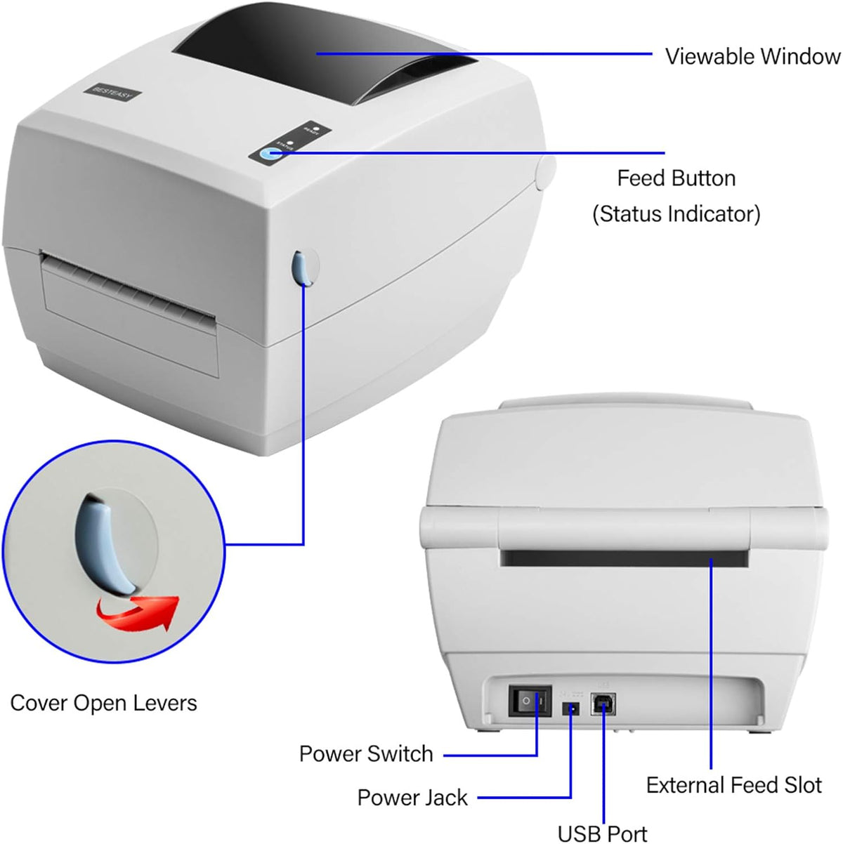 4x6 Thermal Shipping Label Printer, Pack of 2 T4547