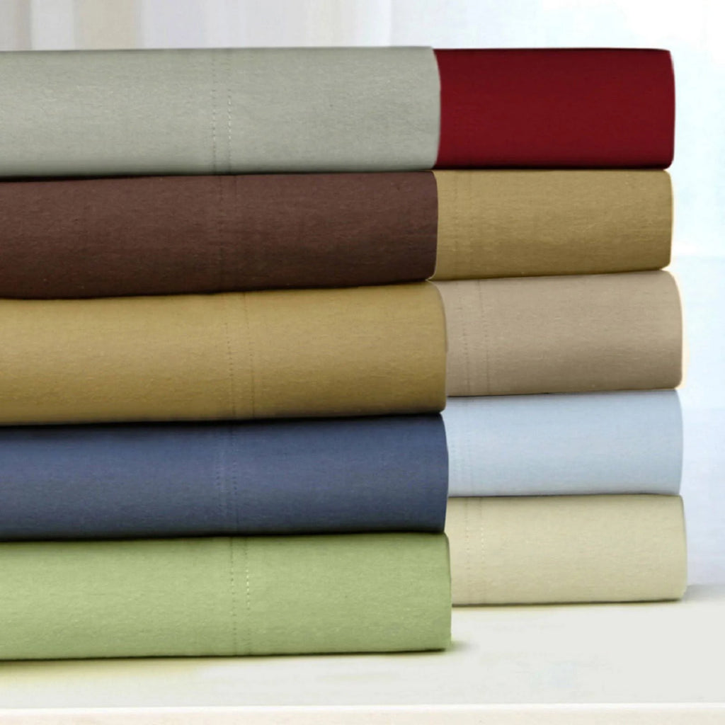 Solid Flannel Sheet Set, Queen, Deep Red Z9290