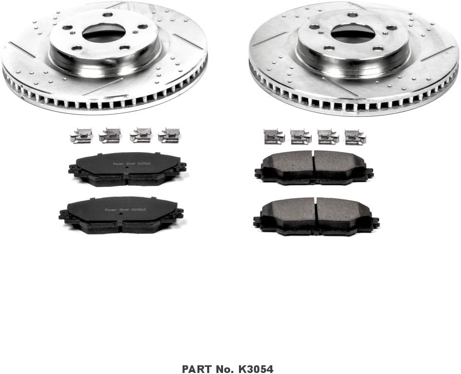 Front Z23 Carbon Fiber Brake Pads with Drilled & Slotted Brake Rotors Kit E26888