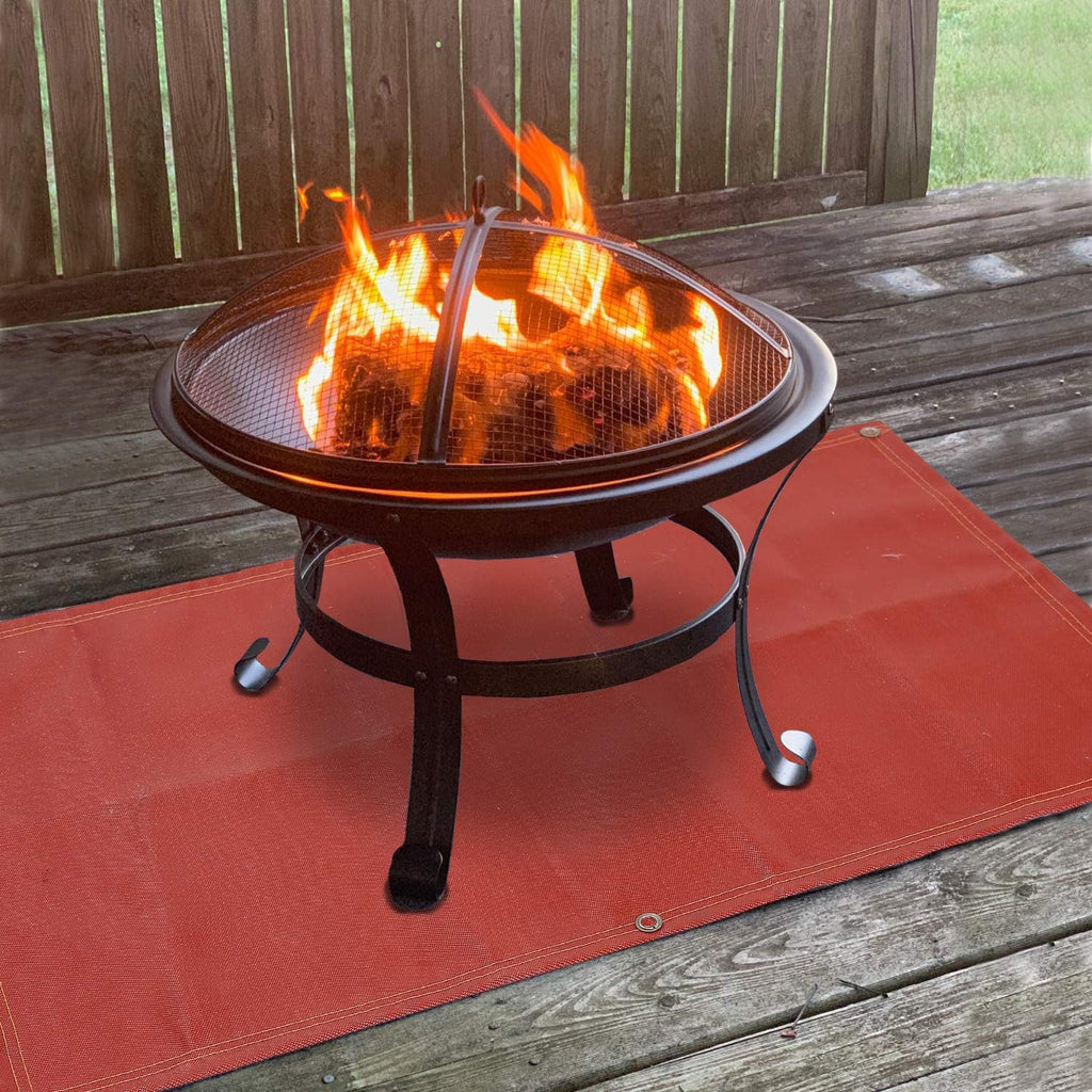 Fireproof Silicone Fire Pit Mat, Washable, 70”×58”, Pack of 2 W467