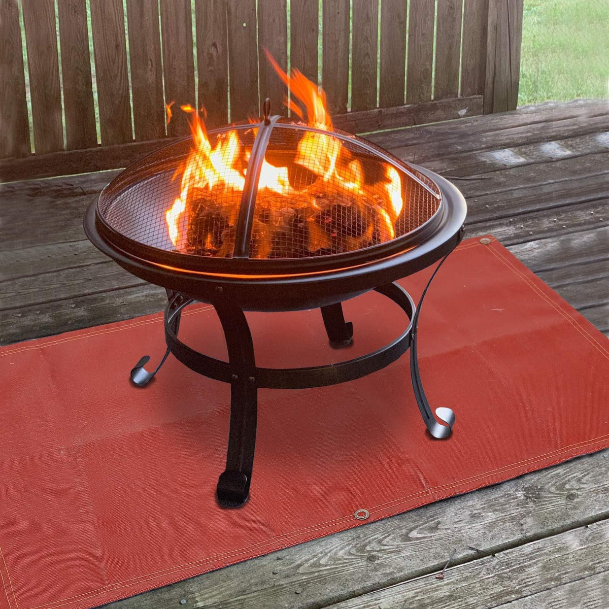 Fireproof Silicone Fire Pit Mat, Washable, 70”×58”, Pack of 2 W467