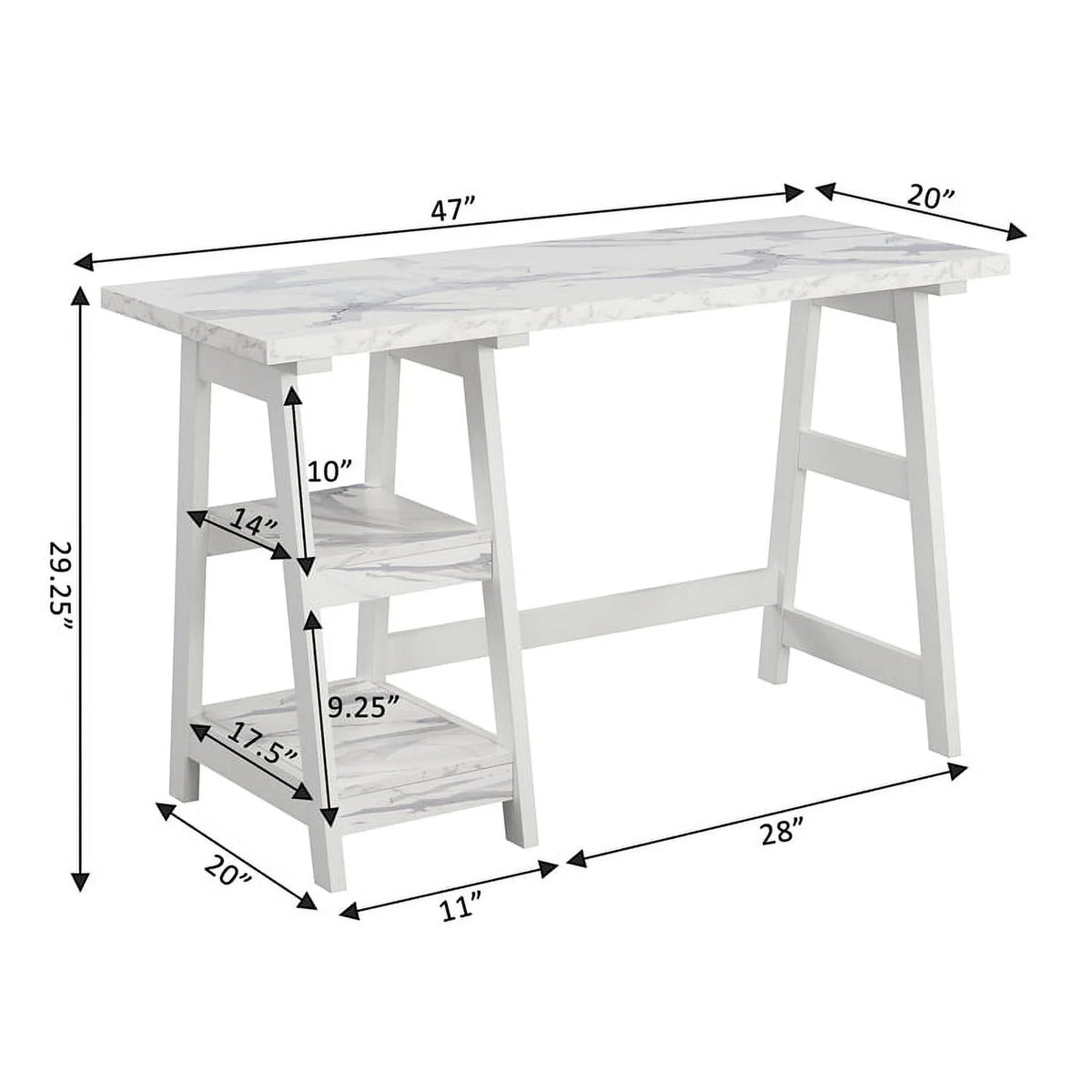 White Trestle Desk with Shelves Z227