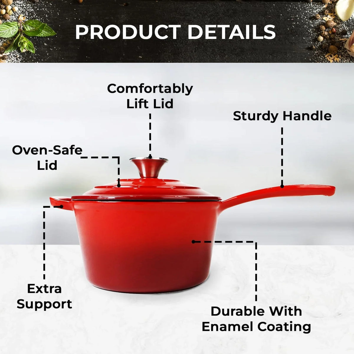Enameled Cast Iron Cookware Set E637